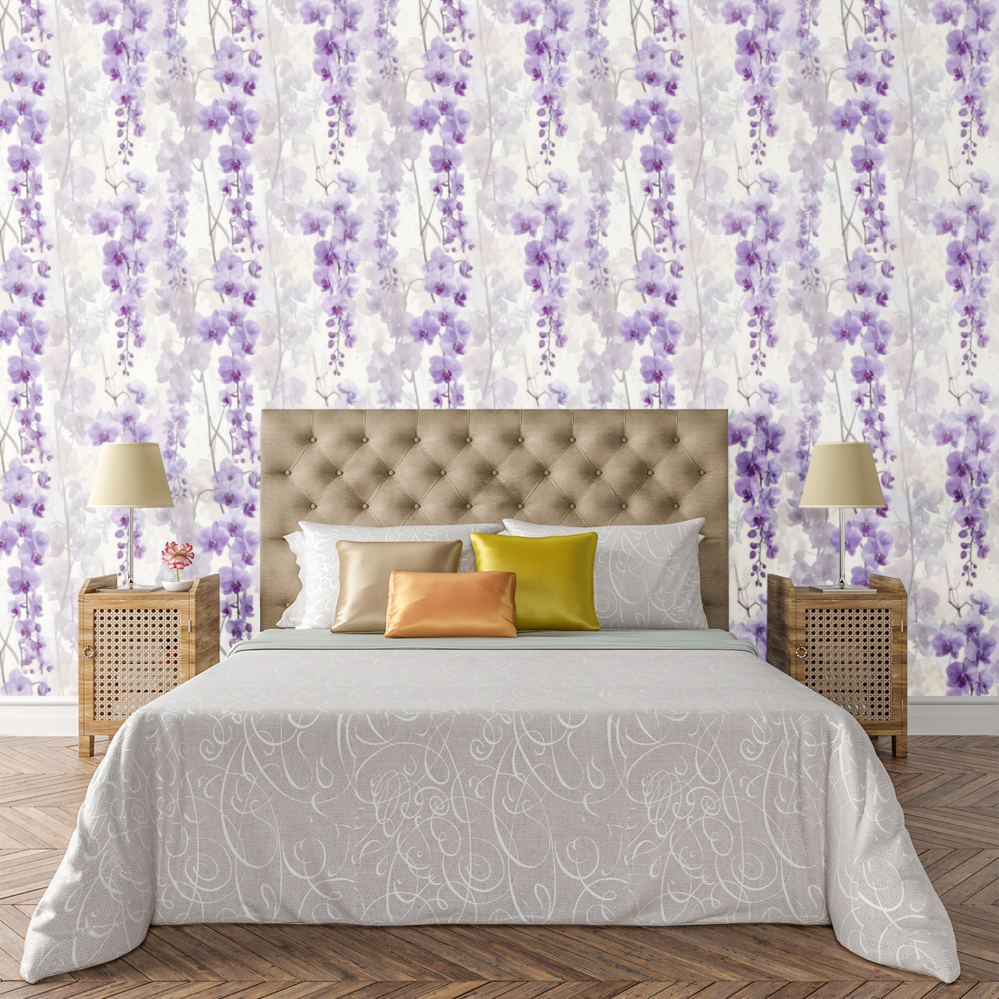 Orchid Cascade Harmony Wallpaper