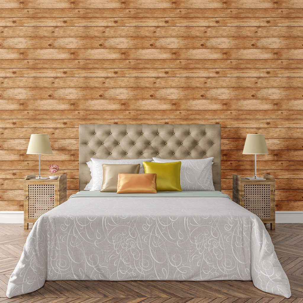 Rustic Wood Panel Illusion Wallpaper