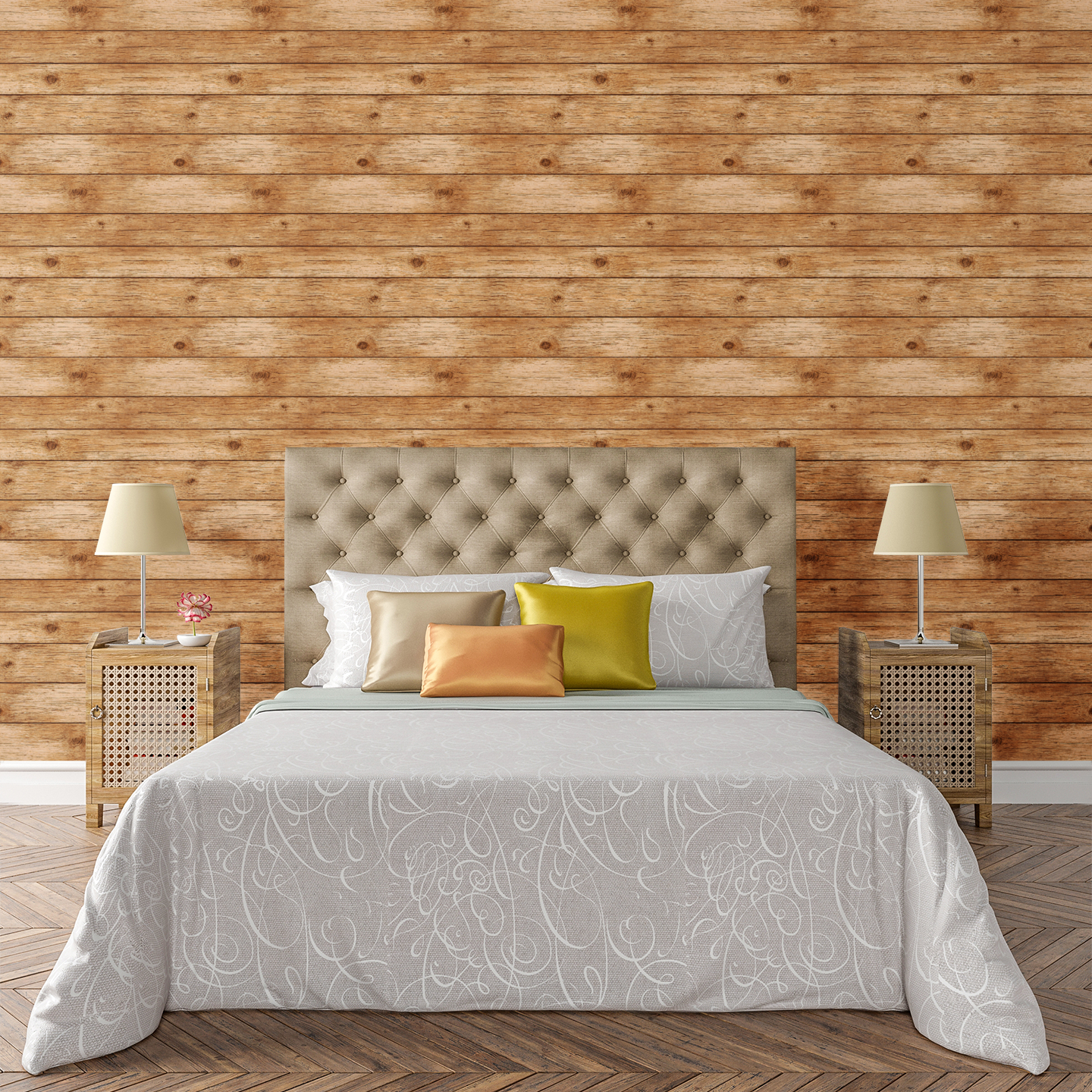 Rustic Wood Panel Illusion Wallpaper