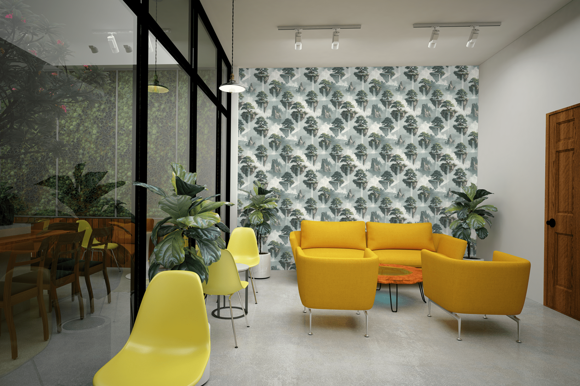 Floating Bonsai Terraces Wallpaper Peel and Stick Wallpaper | Accent Haus
