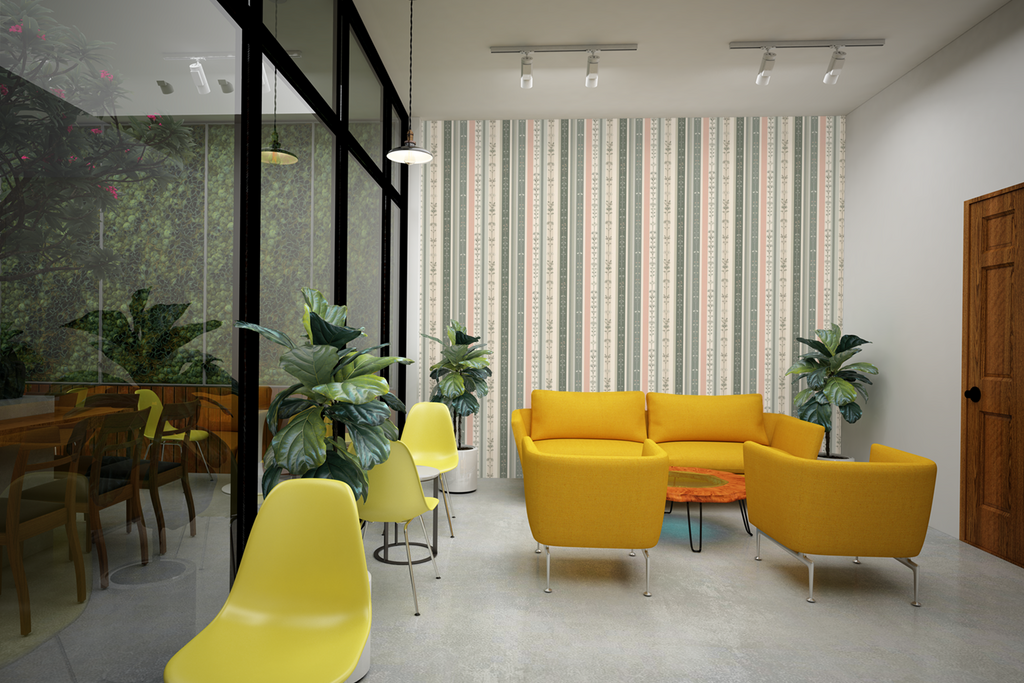Minimalist Botanical Stripes Wallpaper