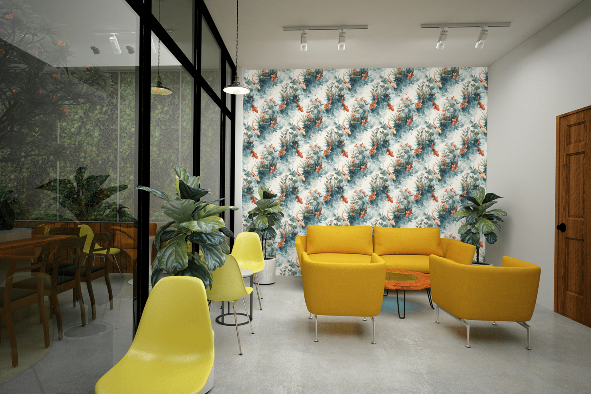 Dancing Koi Streams Wallpaper Peel and Stick Wallpaper | Accent Haus