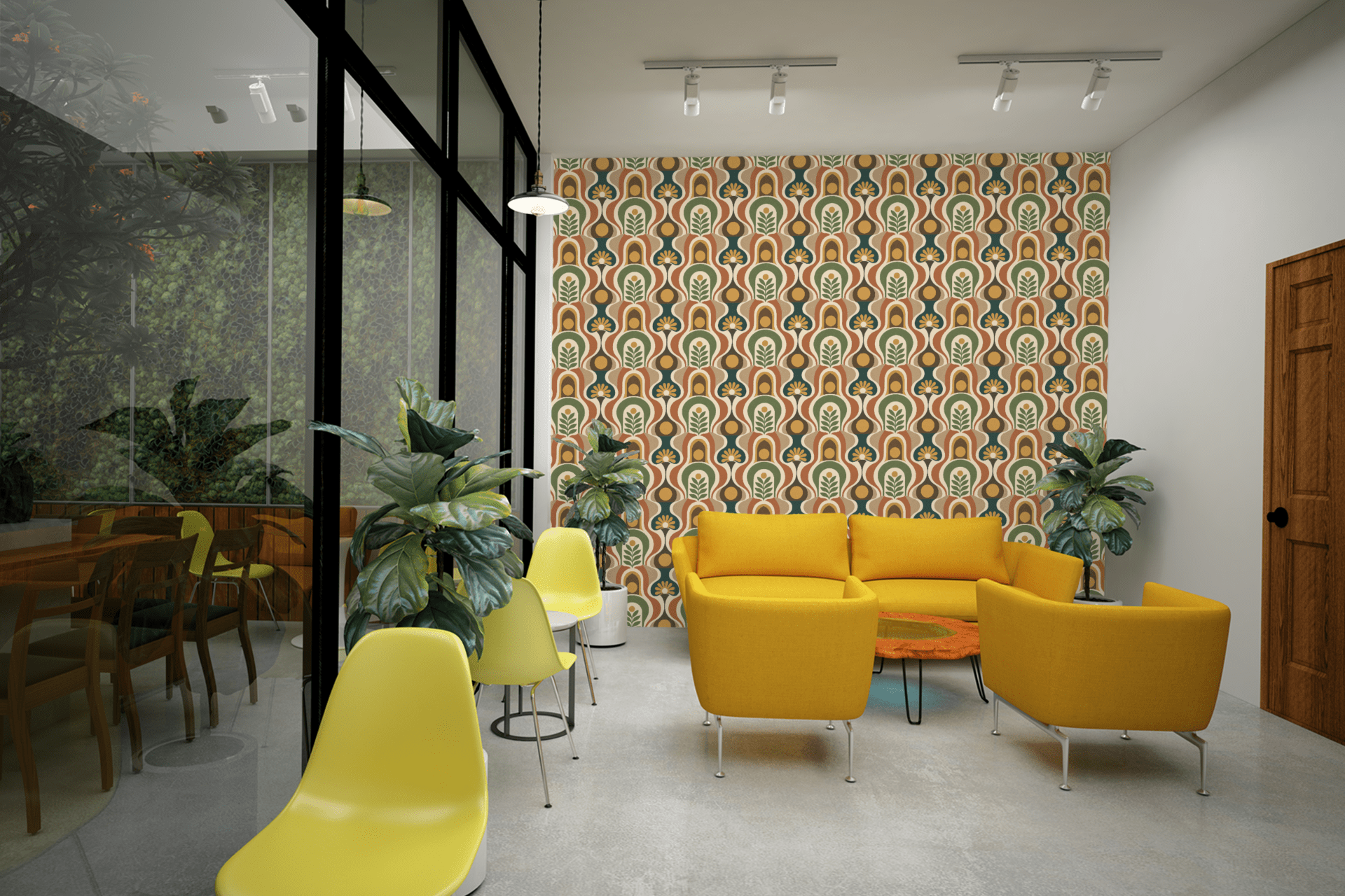 Retro 70s Curves Wallpaper Peel and Stick Wallpaper | Accent Haus