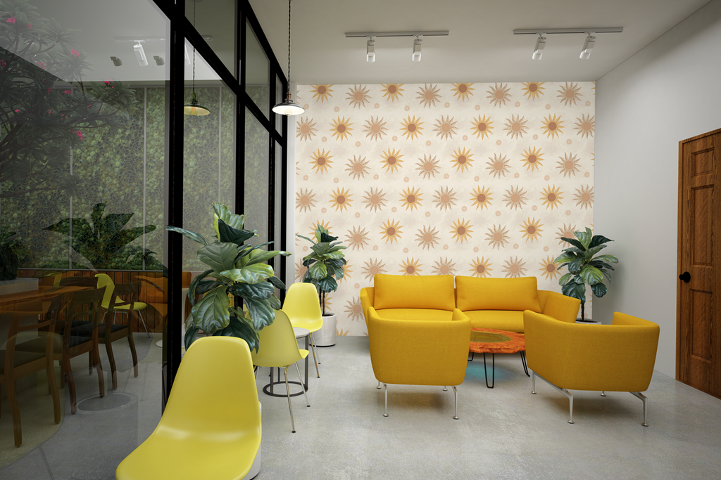 Boho Sunburst Pattern Wallpaper