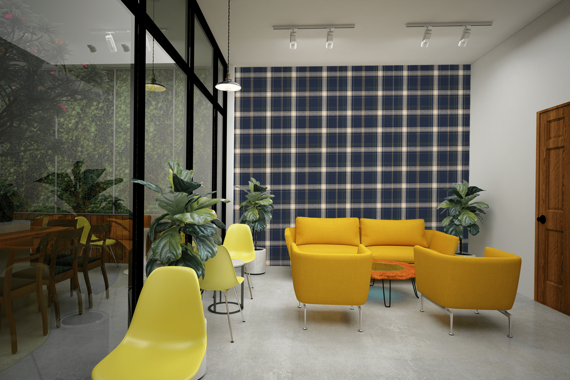 Library Plaid Navy Wallpaper Peel and Stick Wallpaper | Accent Haus