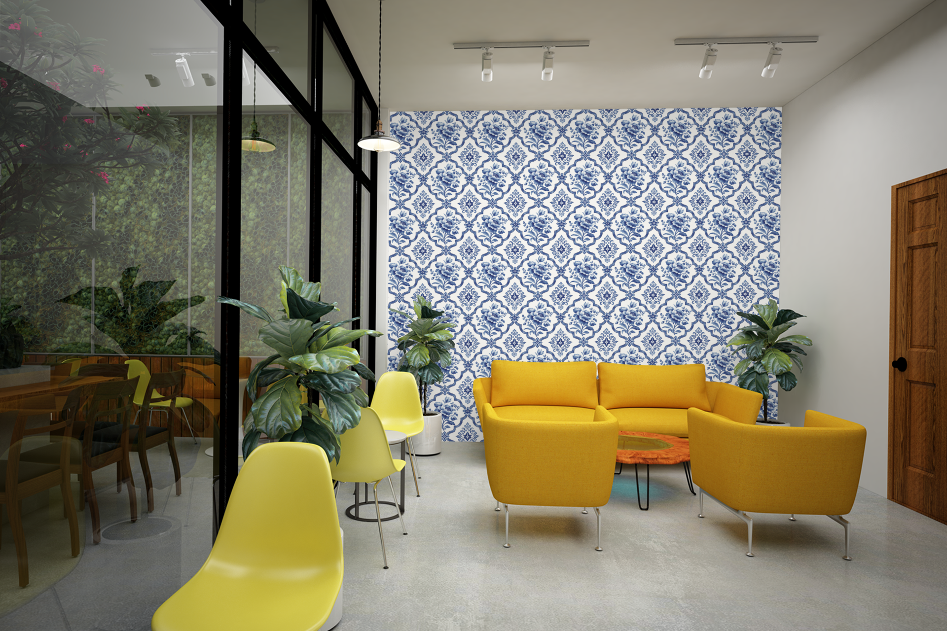 Blue Willow Trellis Wallpaper