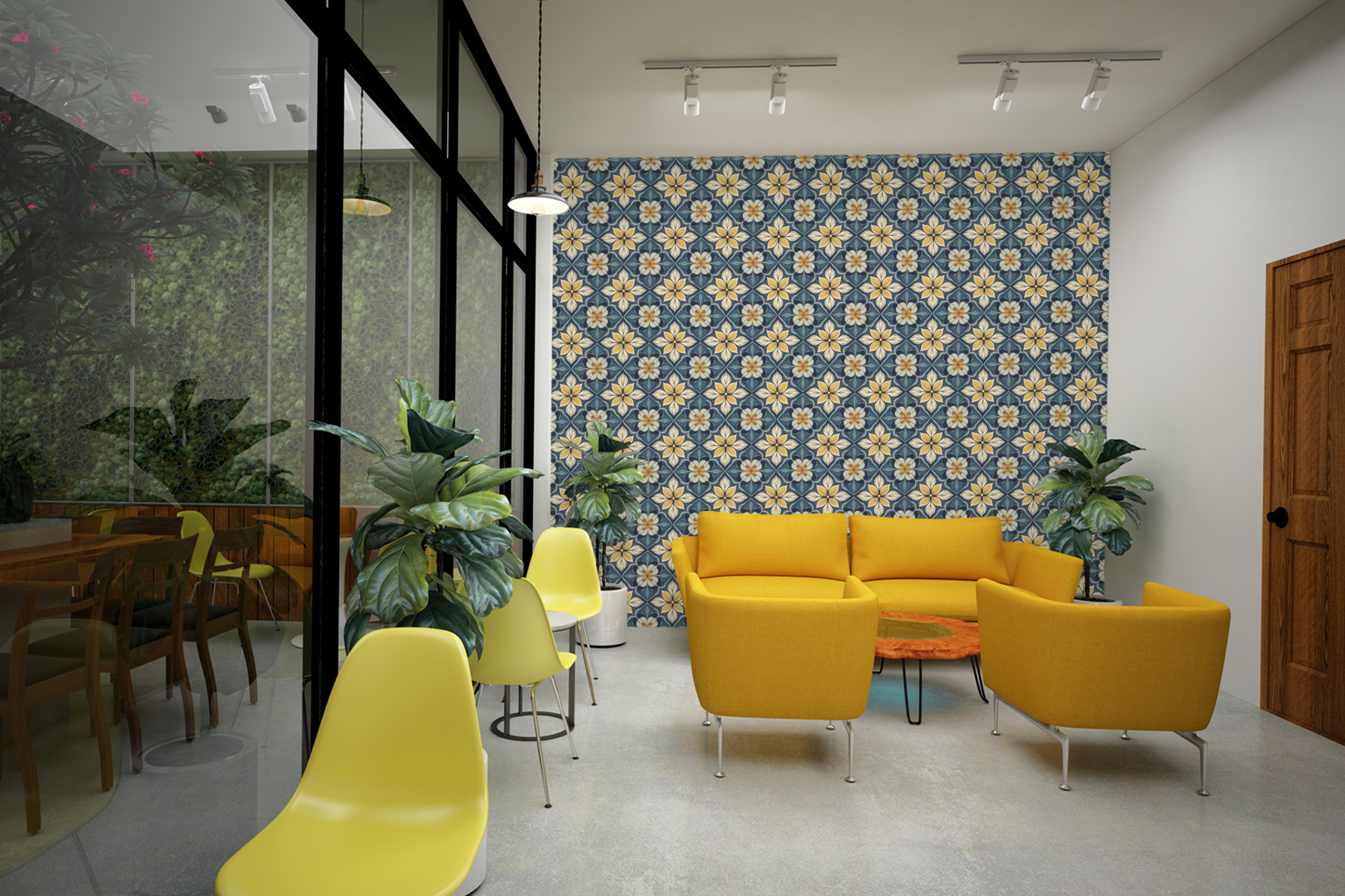 Azure Artisan Tile Wallpaper