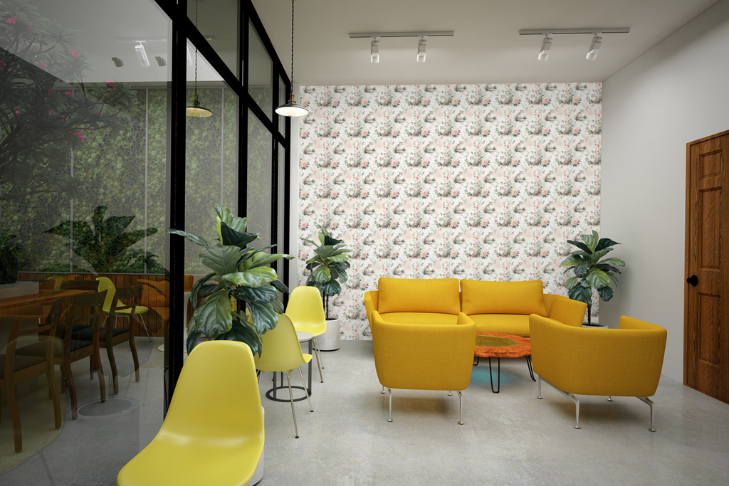 Whimsical Cats Garden Wallpaper