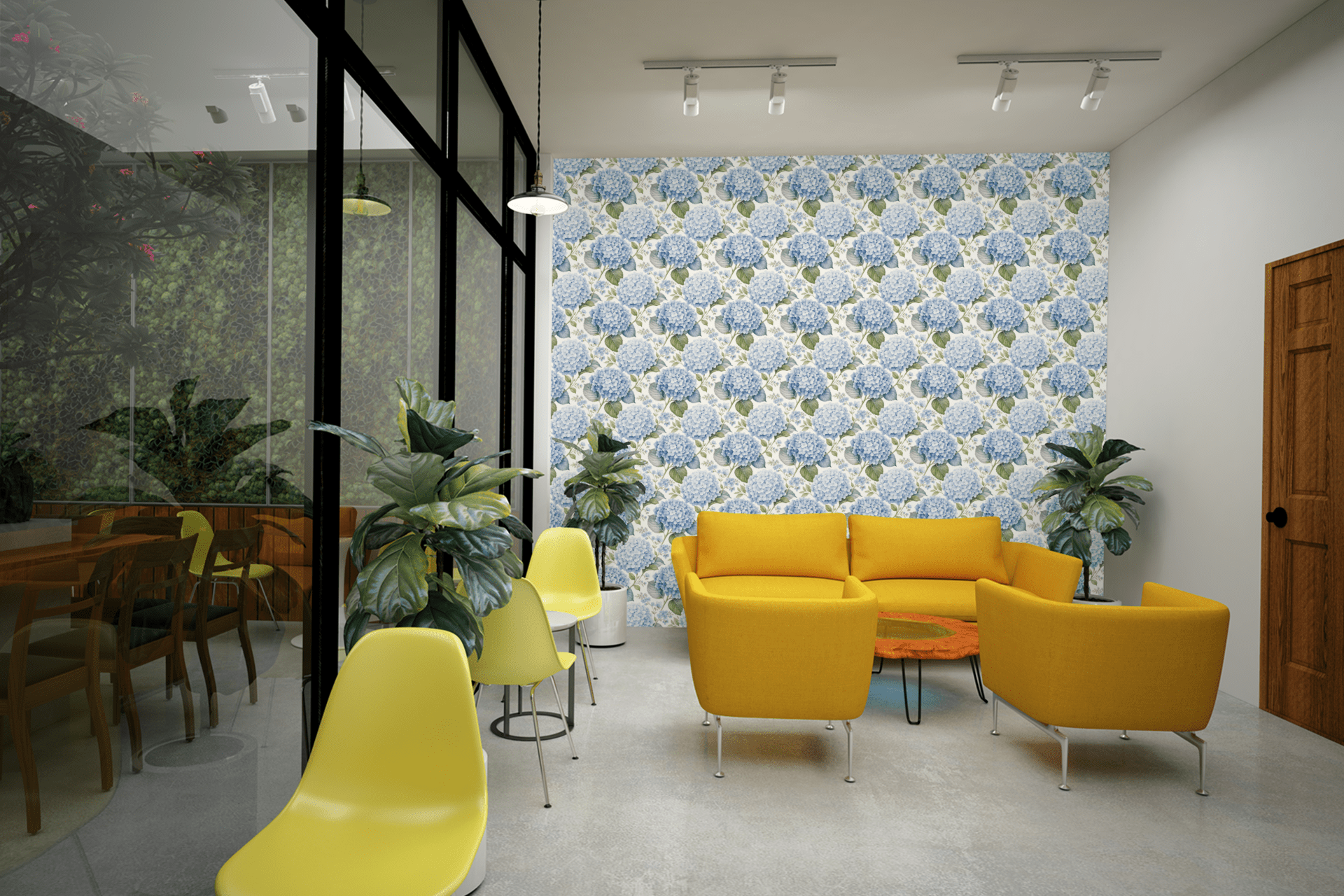 Hydrangea Harbor Blue Wallpaper Peel and Stick Wallpaper | Accent Haus